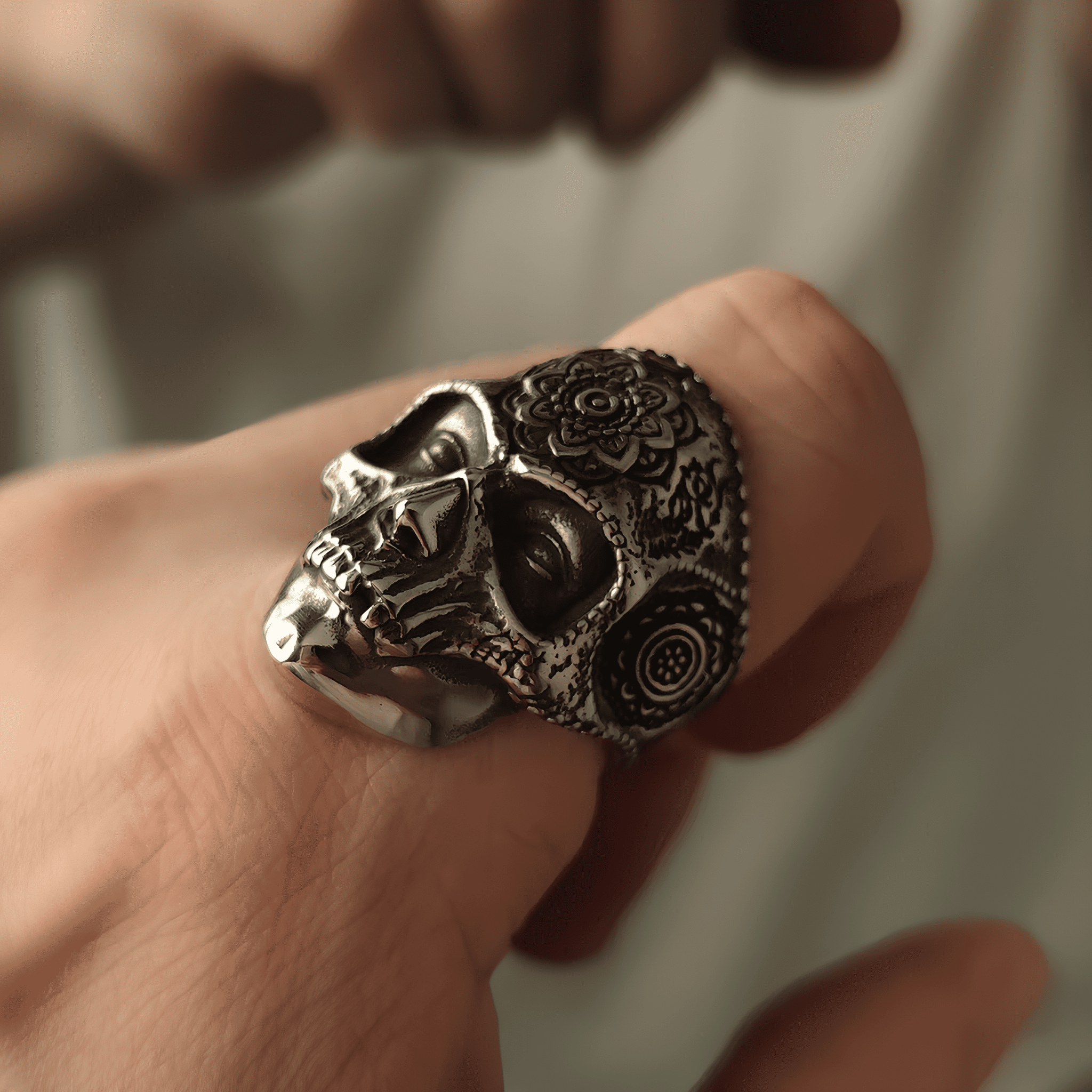 Soul Sacrifice Skull Titanium Steel Ring - Night Works