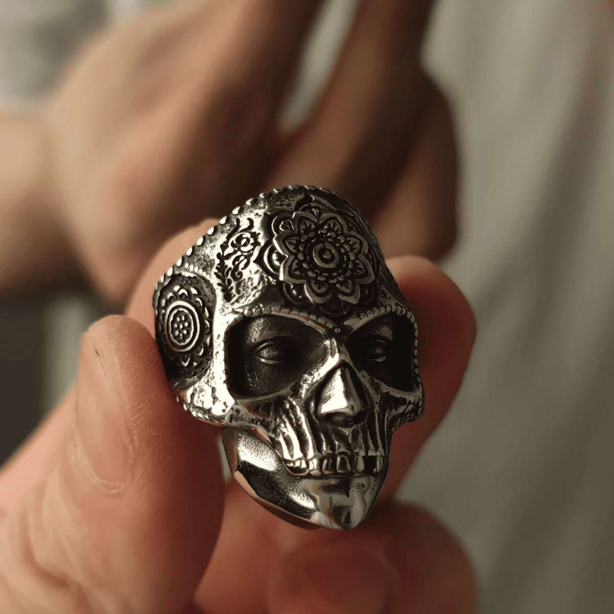 Soul Sacrifice Skull Titanium Steel Ring - Night Works