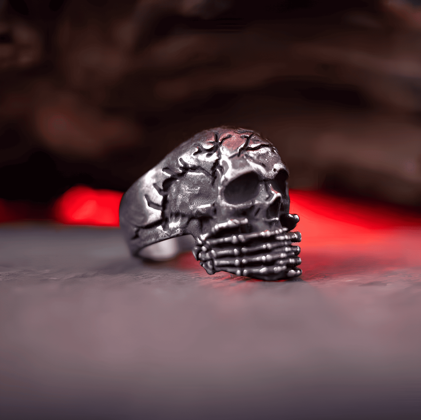 Speak No Evil - Titanium Steel Gothic Skull Ring - Night Works