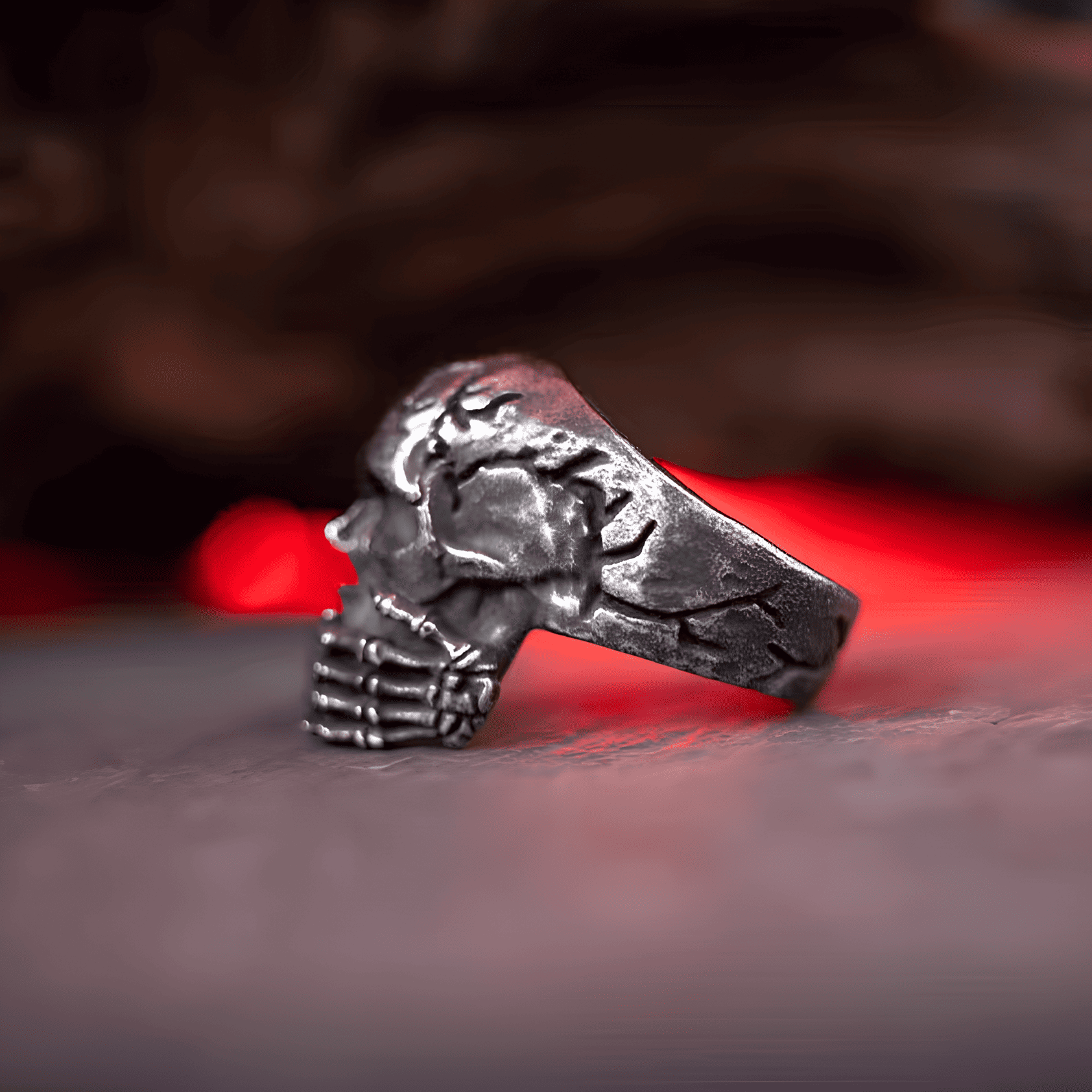 Speak No Evil - Titanium Steel Gothic Skull Ring - Night Works