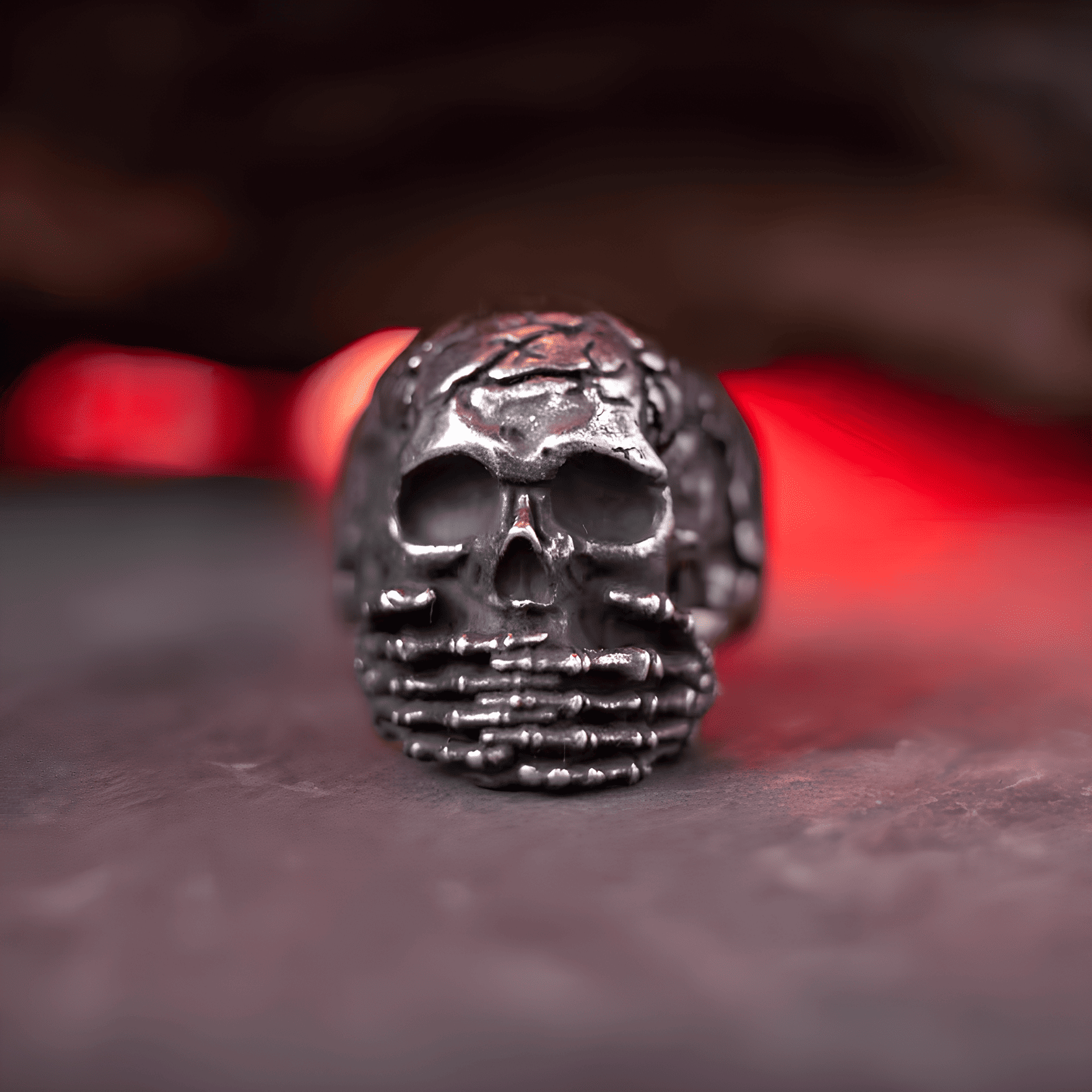 Speak No Evil - Titanium Steel Gothic Skull Ring - Night Works