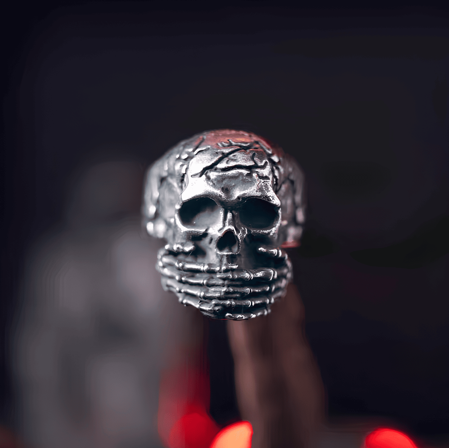 Speak No Evil - Titanium Steel Gothic Skull Ring - Night Works