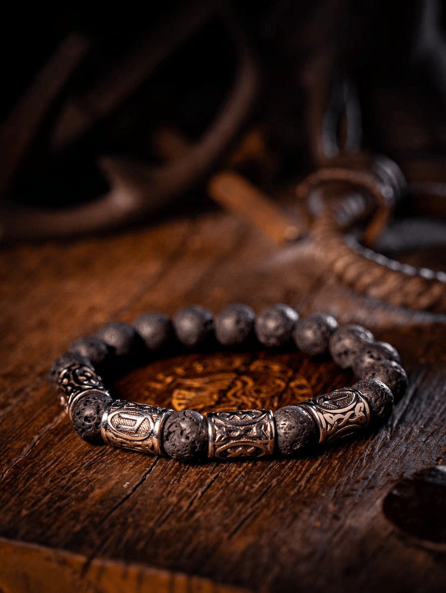 The Secret of the Universe Norse Mythology Jingrune Volcanic Stone Bracelet - Night Works