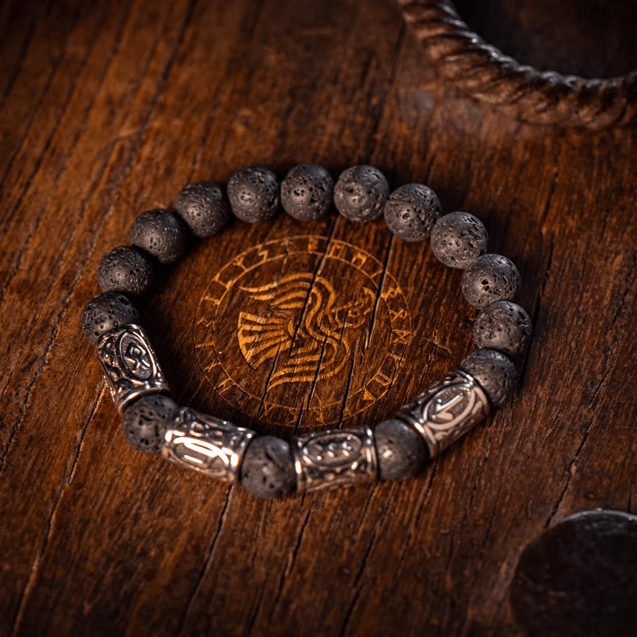 The Secret of the Universe Norse Mythology Jingrune Volcanic Stone Bracelet - Night Works