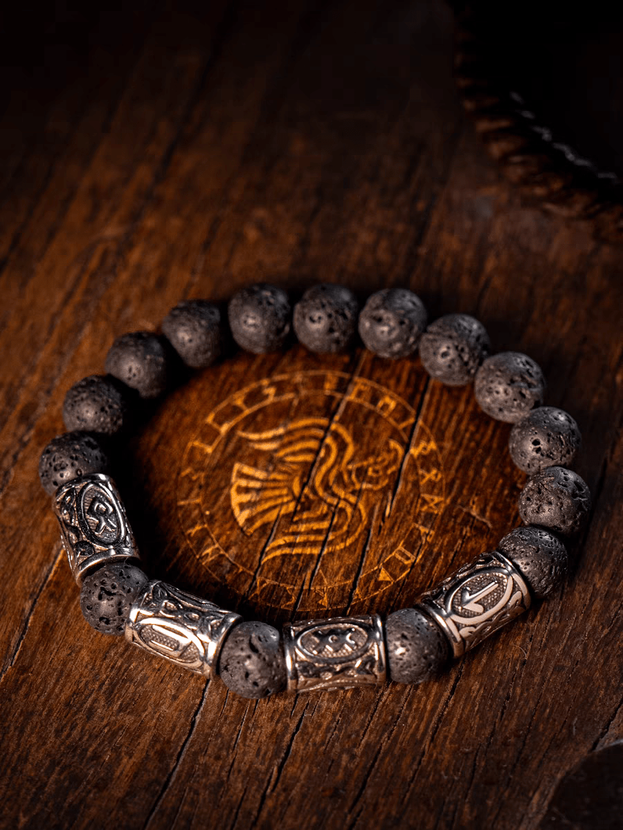 The Secret of the Universe Norse Mythology Jingrune Volcanic Stone Bracelet - Night Works