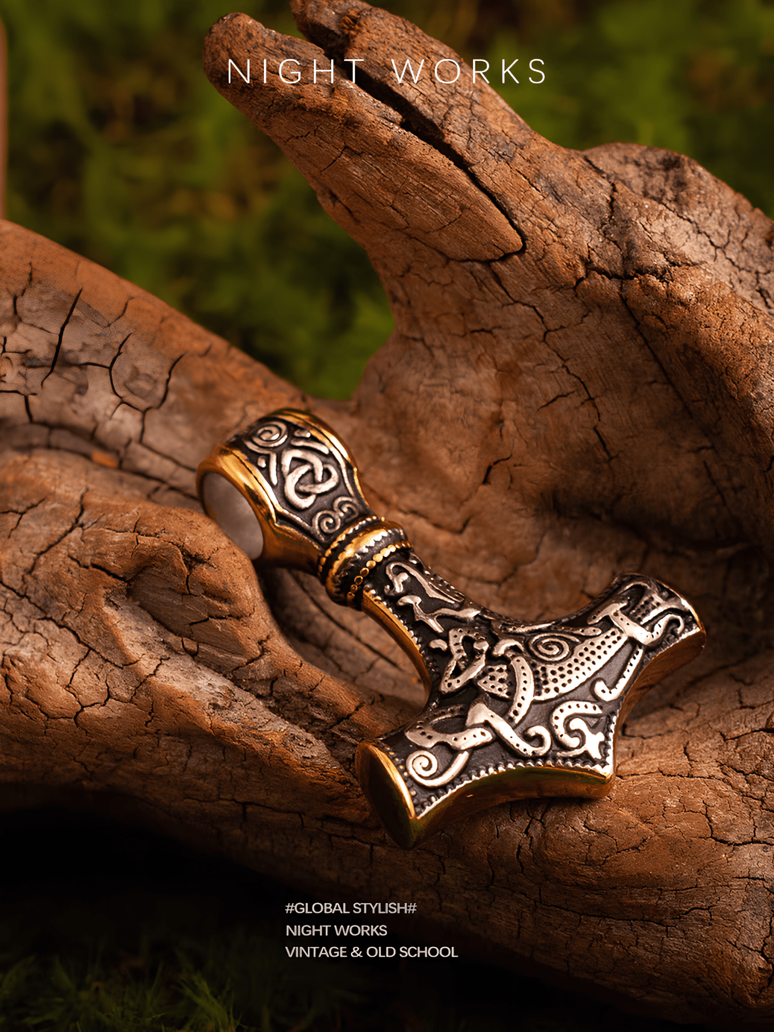 Thor’s Hammer Mjolnir Necklace – Norse Viking Stainless Steel Pendant - Night Works