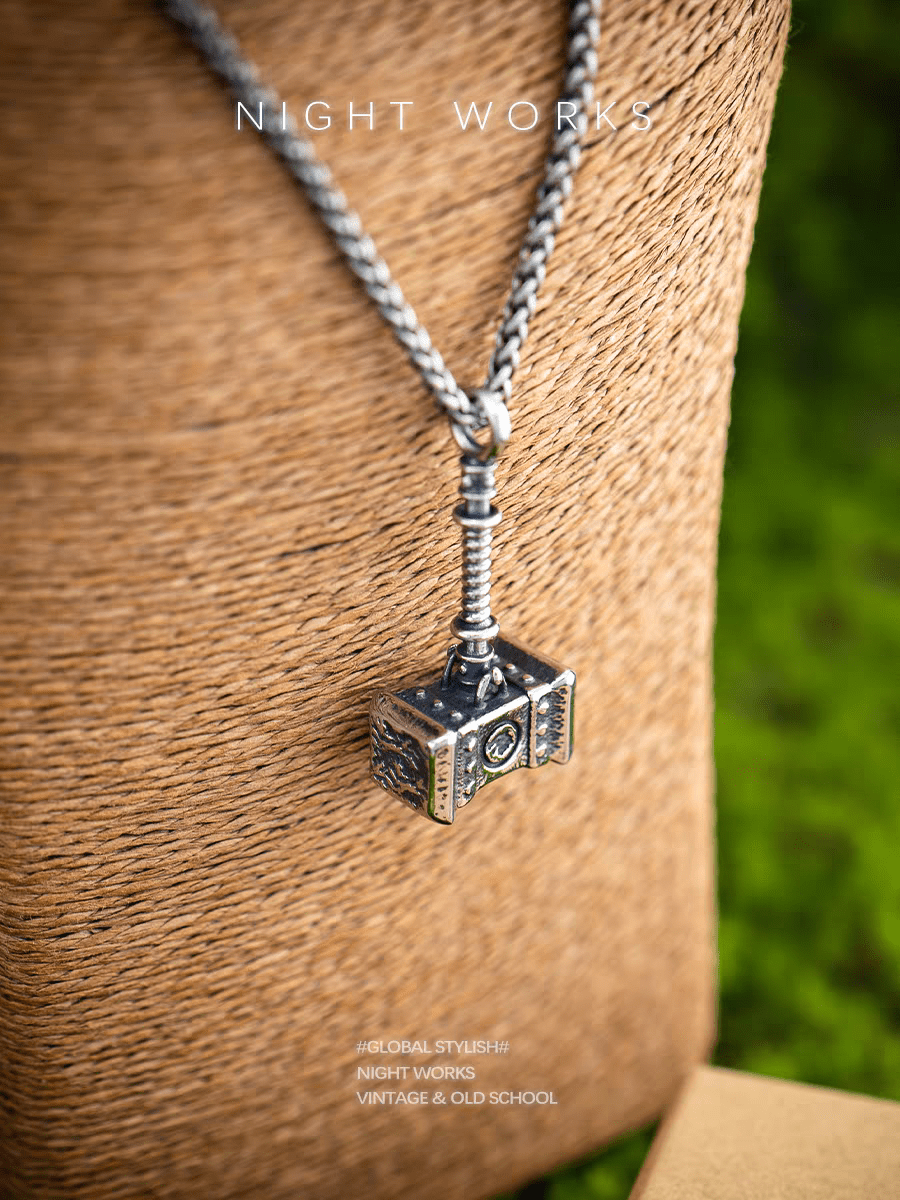 Thor’s Hammer Mjölnir Pendant – Nordic Viking Stainless Steel Amulet - Night Works
