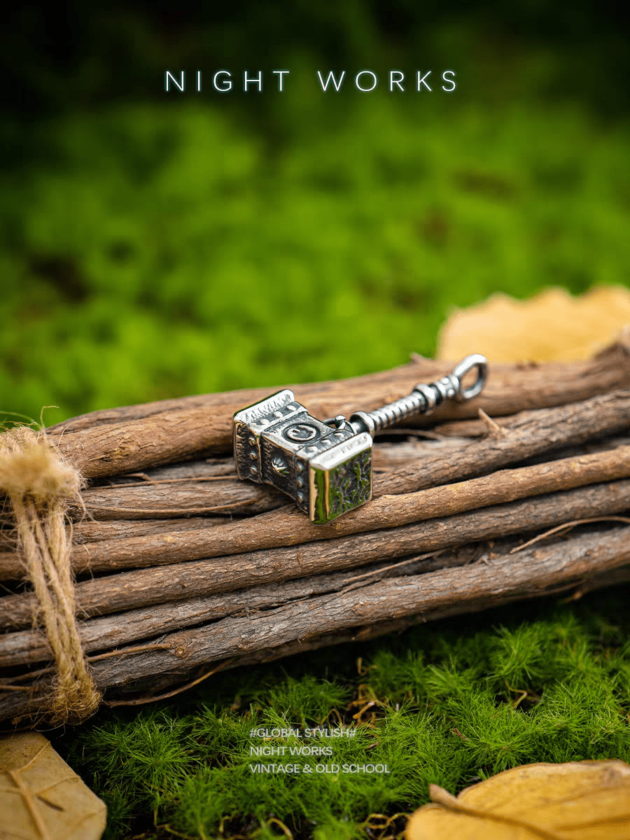 Thor’s Hammer Mjölnir Pendant – Nordic Viking Stainless Steel Amulet - Night Works