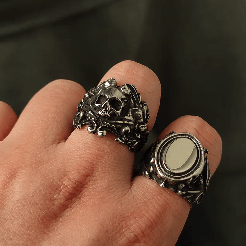 Titanium Steel Gothic Skull Ring - Symphony of Death - Night Works