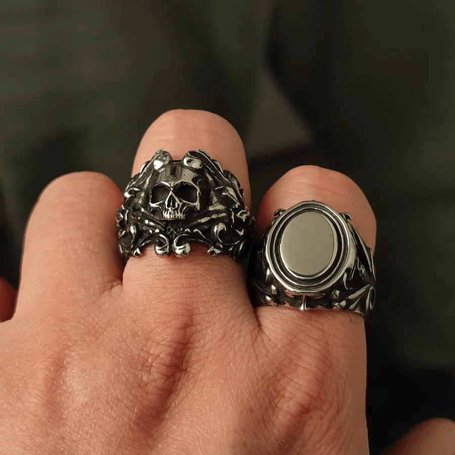 Titanium Steel Gothic Skull Ring - Symphony of Death - Night Works