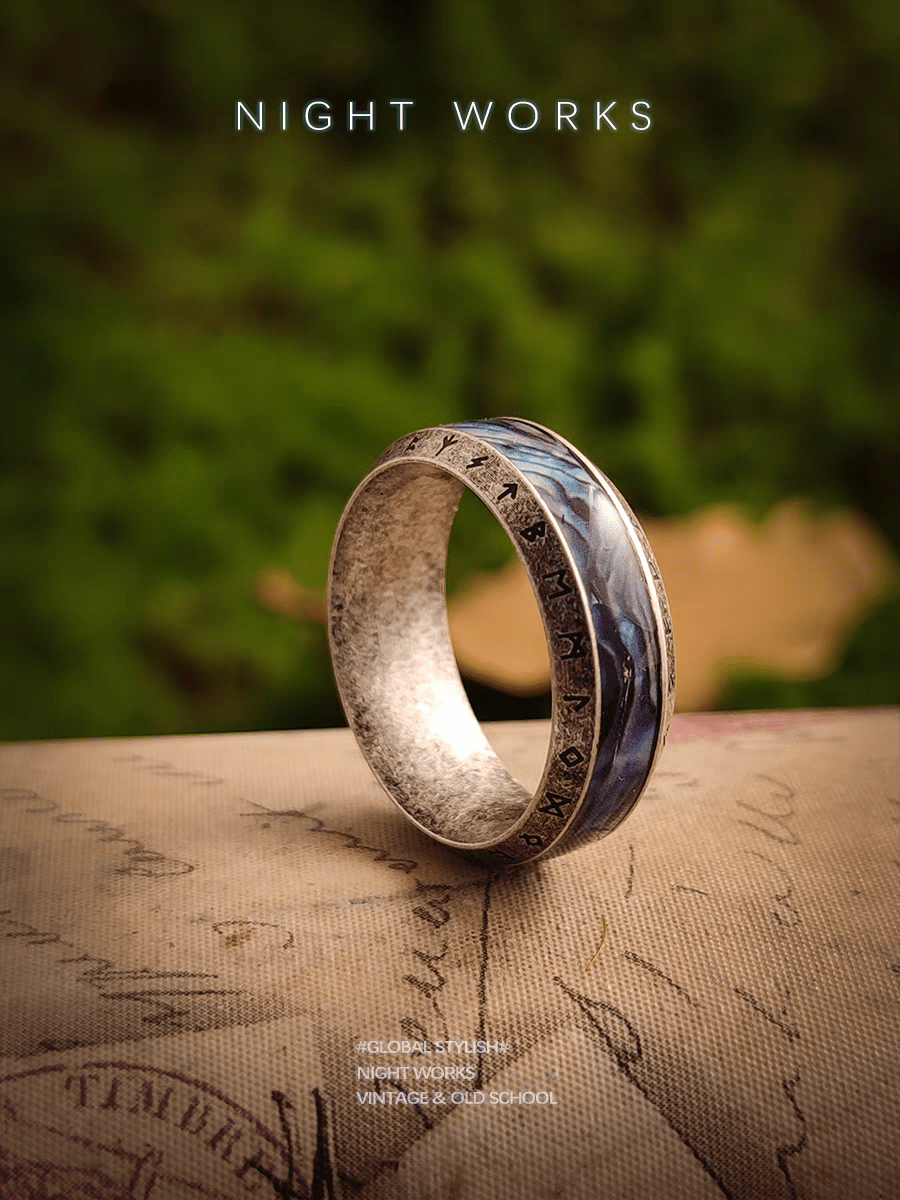 Tree of Life Stainless Steel Shell Viking Ring - Night Works