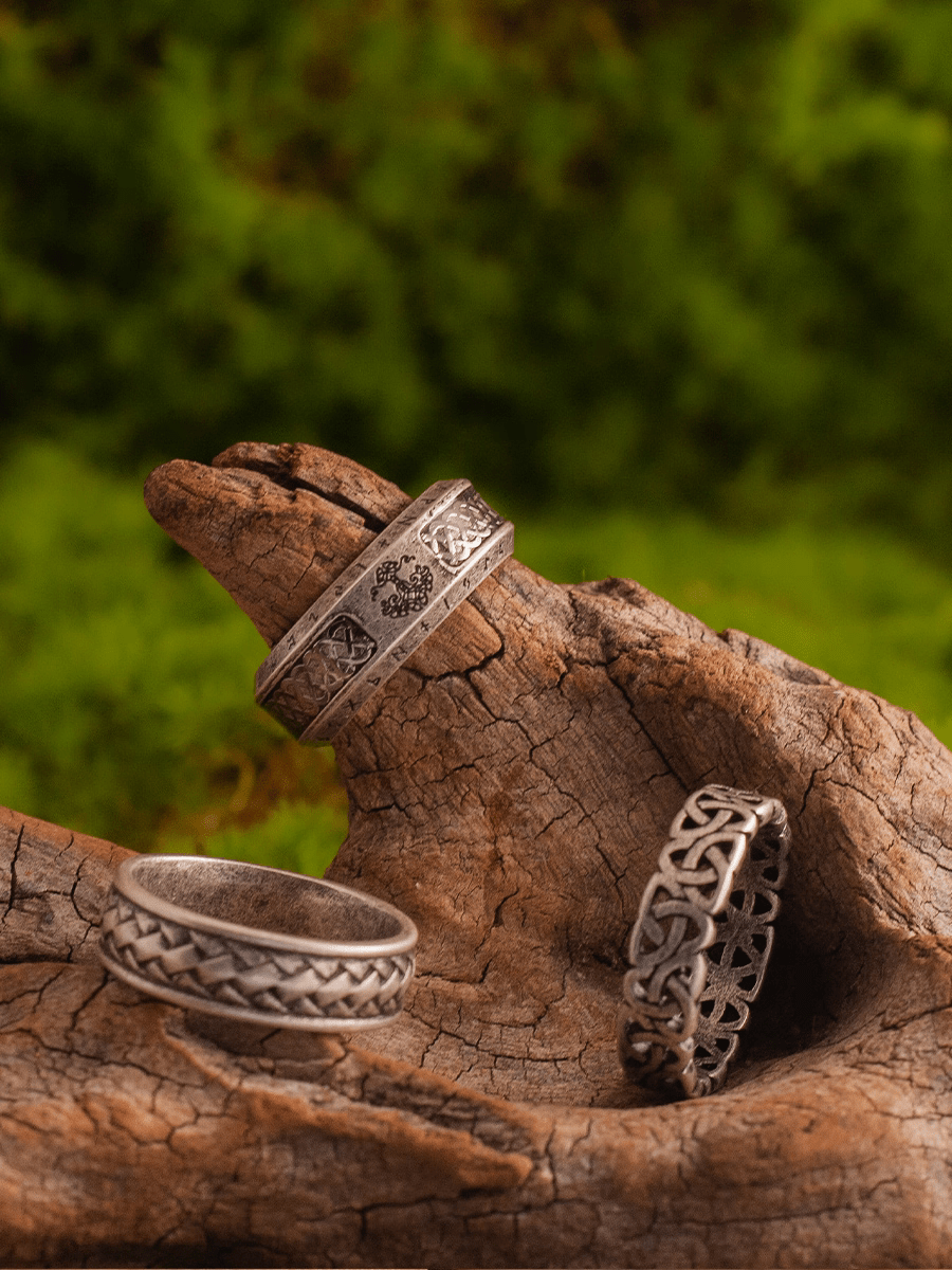 Tree of Life Stainless Steel Shell Viking Ring - Night Works