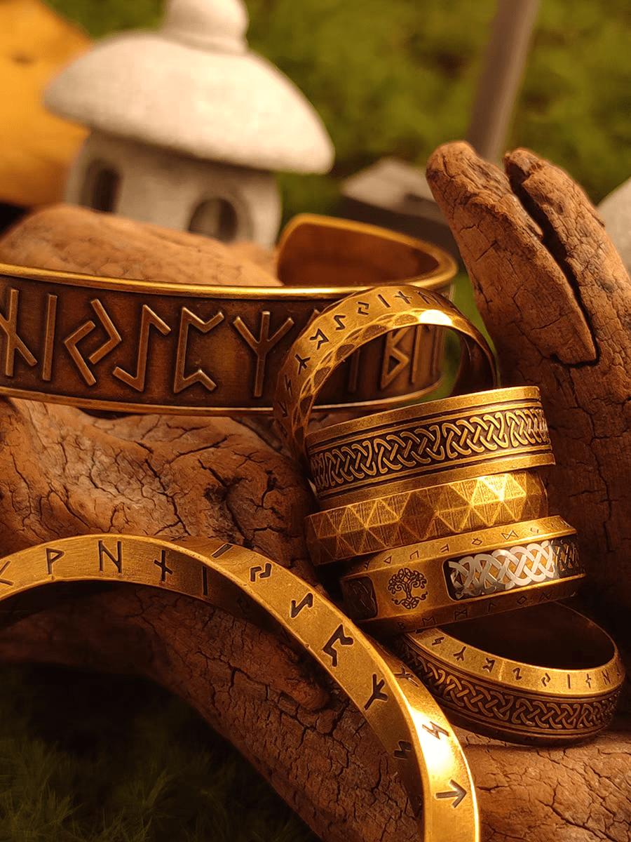 Tree of Life Stainless Steel Shell Viking Ring - Night Works