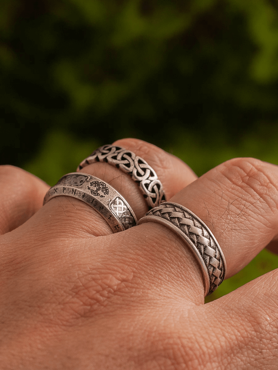 Yggdrasil Tree of Life Nordic Ring – Viking Rune Celtic Knot Stainless Steel Band