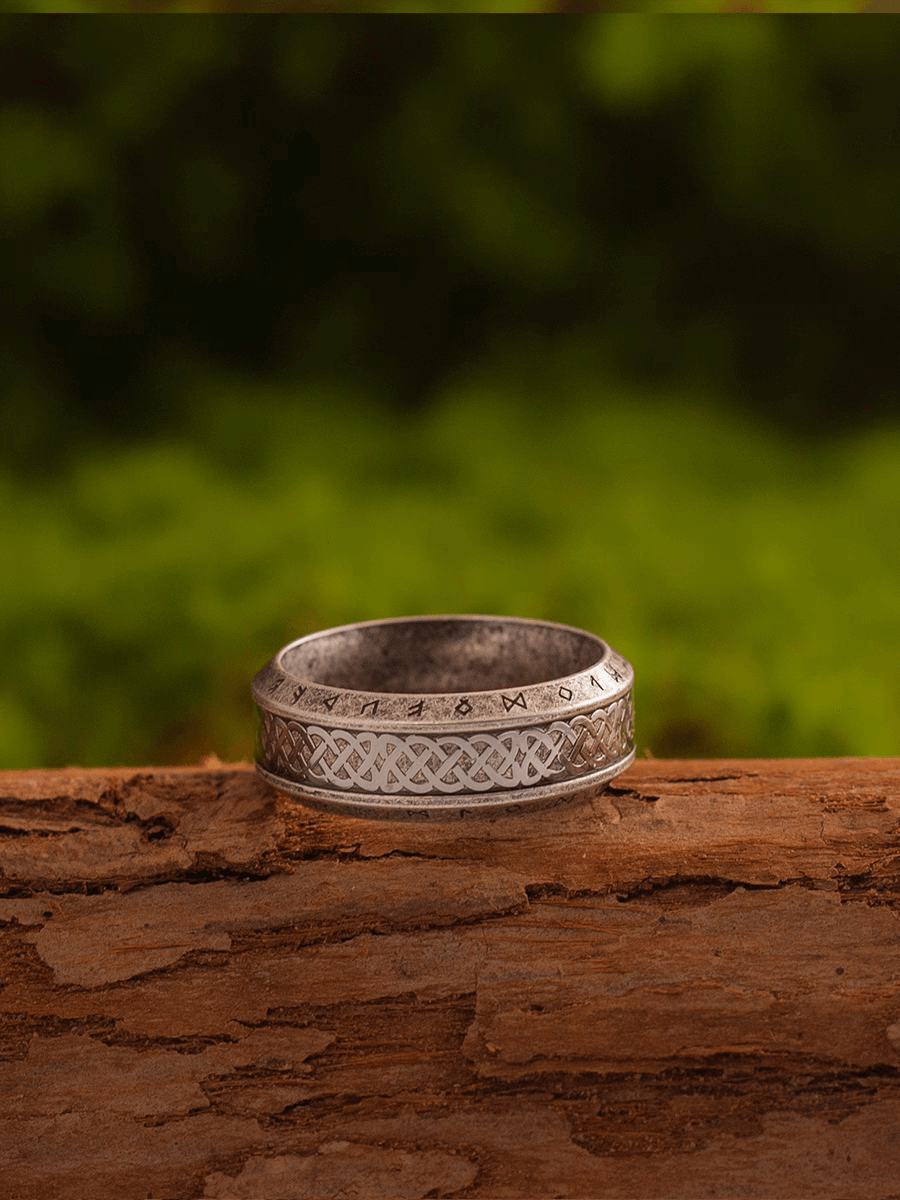 Yggdrasil Tree of Life Nordic Ring – Viking Rune Celtic Knot Stainless Steel Band