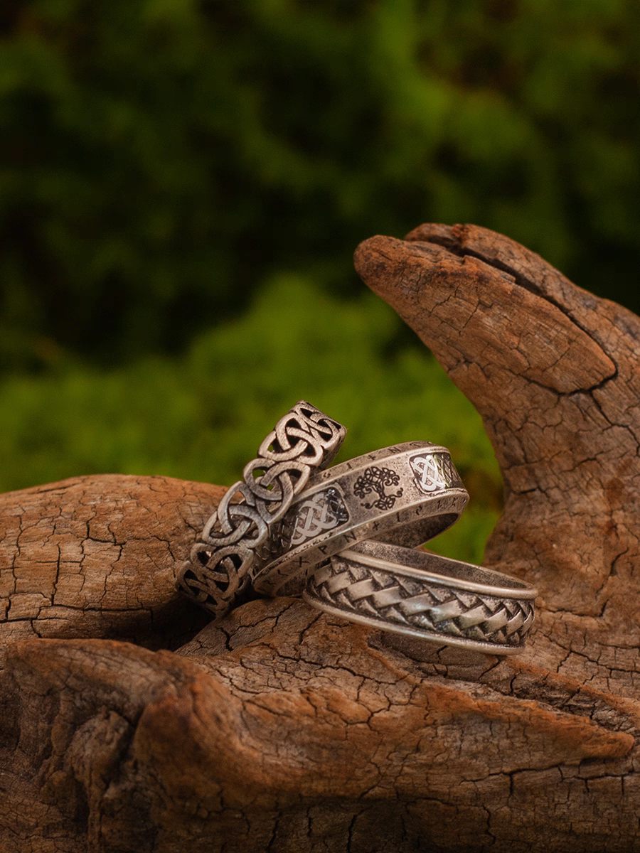 Yggdrasil Tree of Life Nordic Ring – Viking Rune Celtic Knot Stainless Steel Band