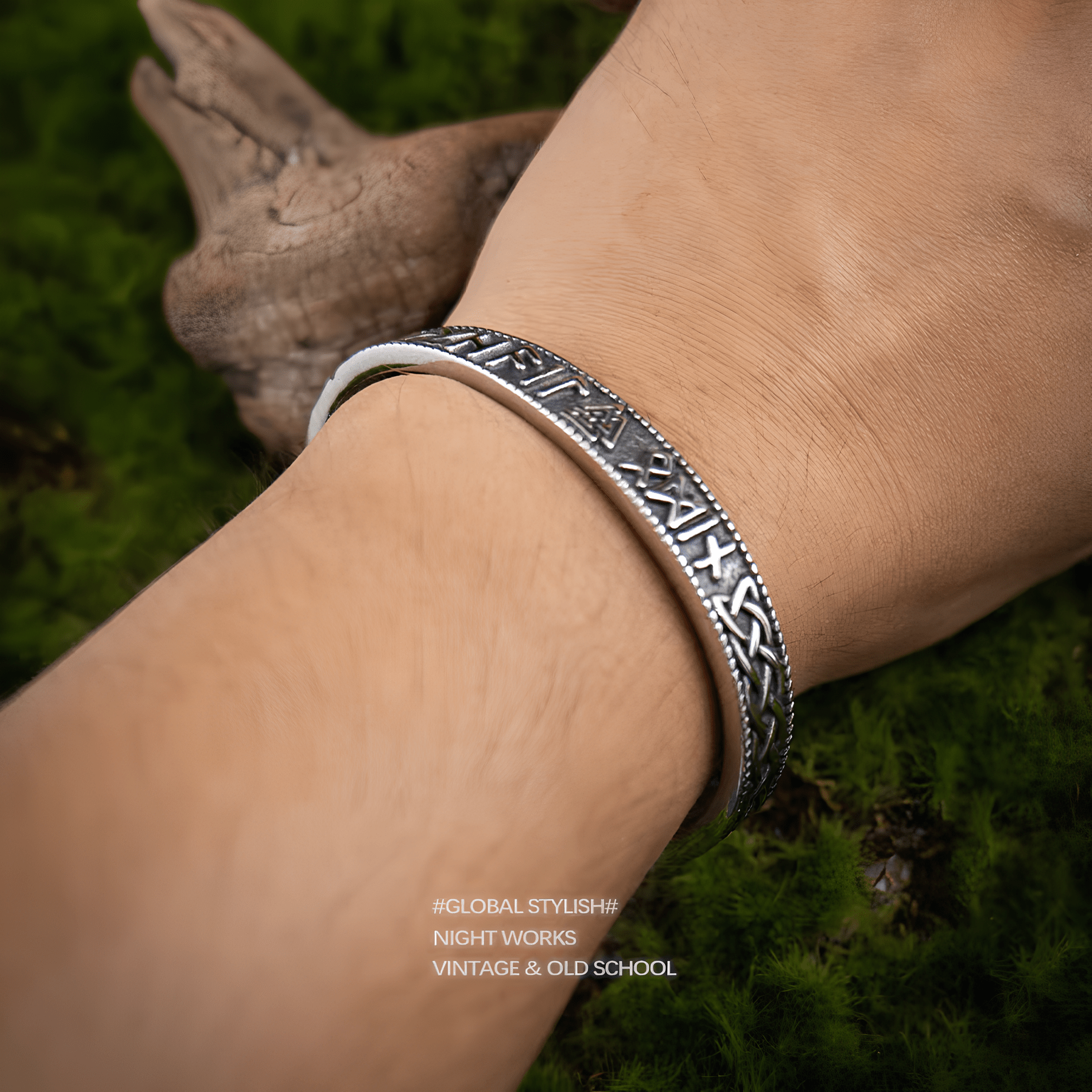 Valknut Nordic Viking Bangle – Norse Mythology Stainless Steel Cuff Bracelet - Night Works