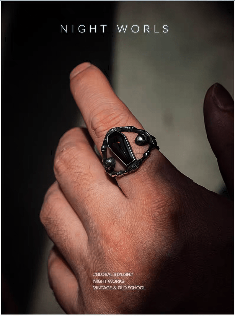 Vampire Coffin Ring – Gothic Coffin Stone Ring - Night Works