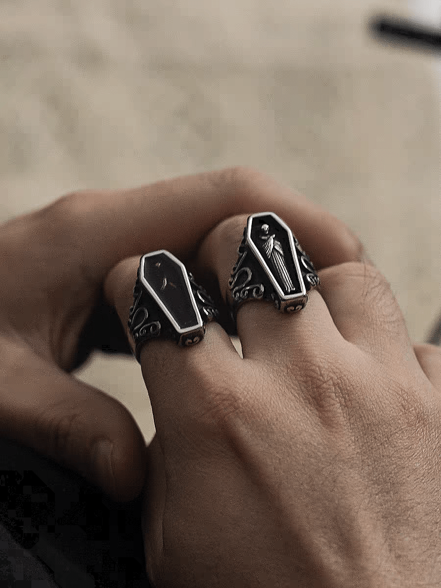 Vampire Coffin Ring – Gothic Coffin Stone Ring - Night Works