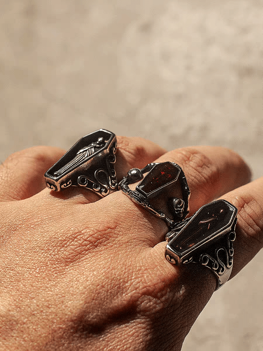 Vampire Coffin Ring – Gothic Coffin Stone Ring - Night Works
