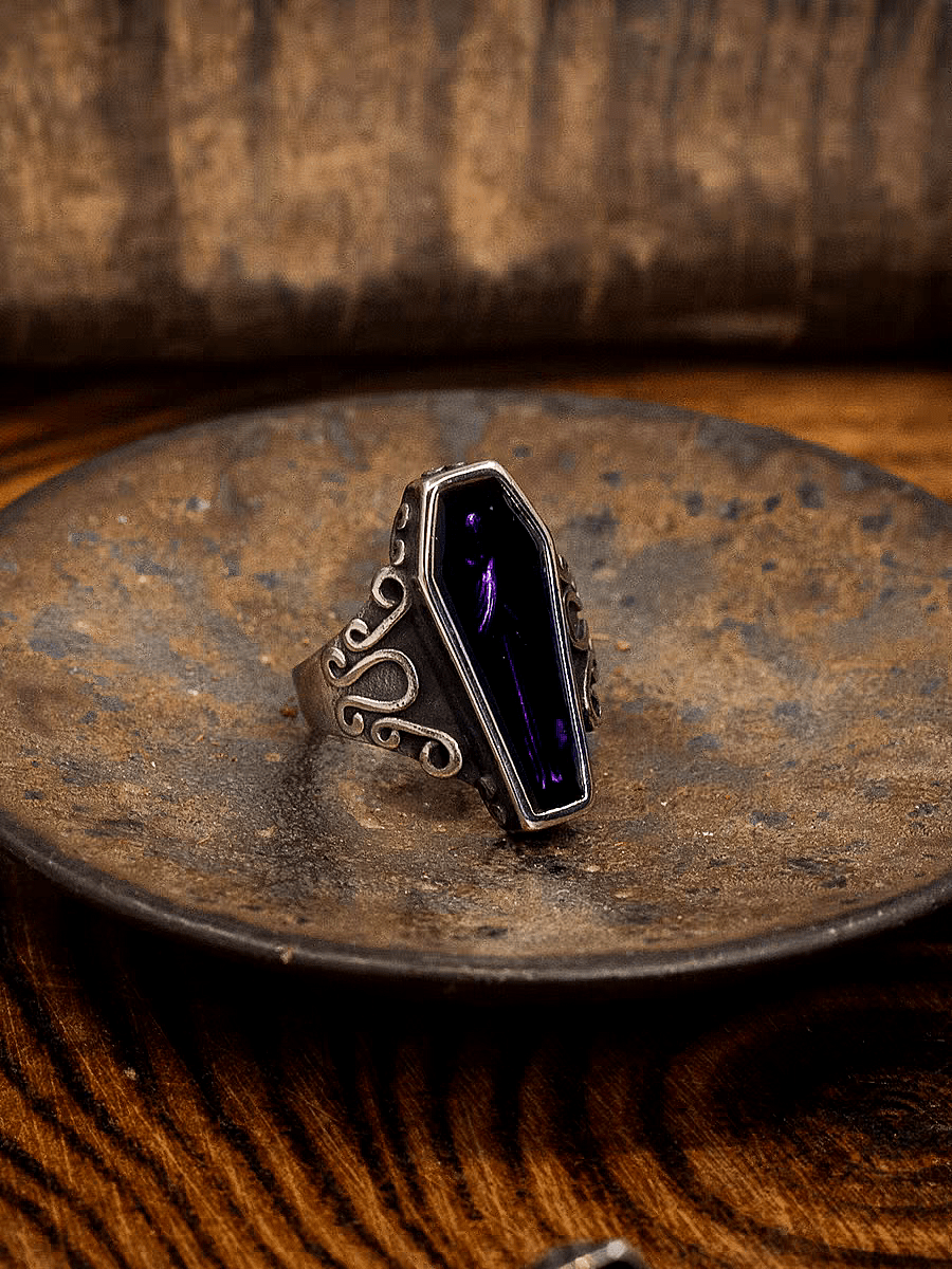 Vampire Coffin Ring – Gothic Coffin Stone Ring - Night Works