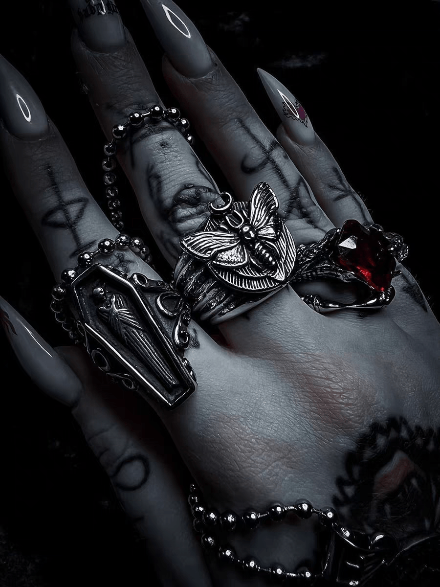 Vampire Coffin Ring – Gothic Coffin Stone Ring - Night Works