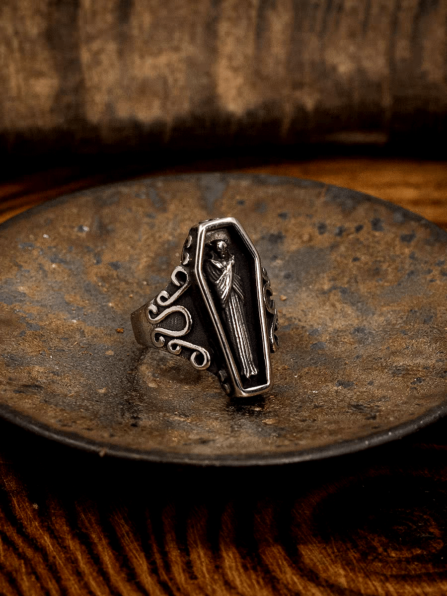 Vampire Coffin Ring – Gothic Coffin Stone Ring - Night Works