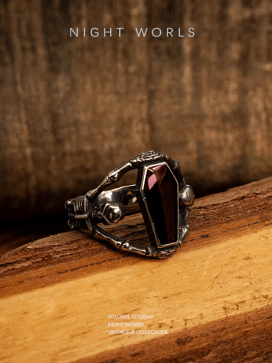 Vampire Coffin Ring – Gothic Coffin Stone Ring - Night Works