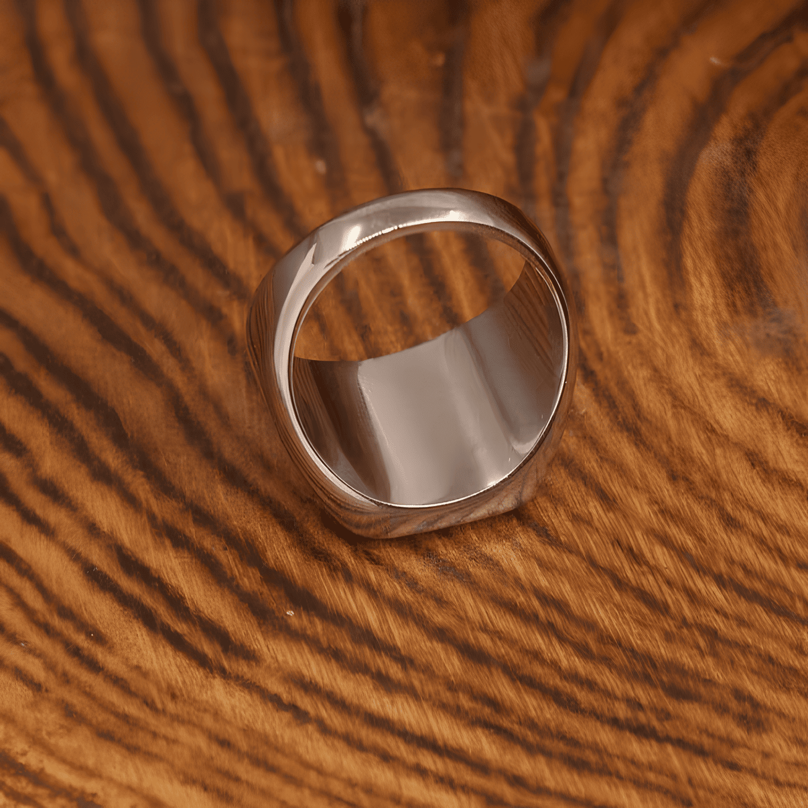 Vintage Abalone Shell Square Ring – Titanium Steel - Night Works