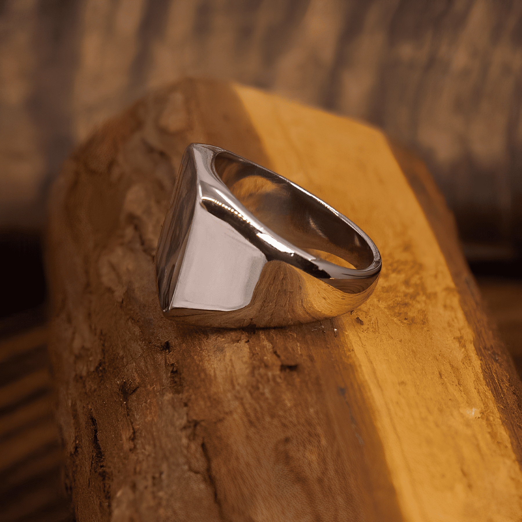 Vintage Abalone Shell Square Ring – Titanium Steel - Night Works