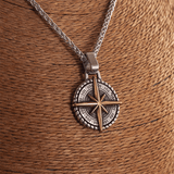 Vintage North Star Compass Pendant Necklace – Stainless Steel Nautical Jewelry - Night Works