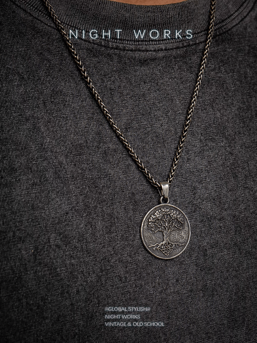 Yggdrasil Tree of Life Pendant – Norse Mythology Stainless Steel Viking Necklace - Night Works